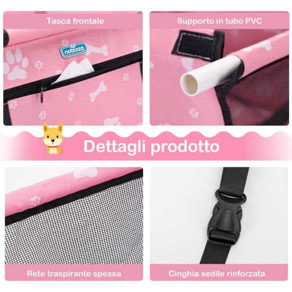 Foto 3 Seggiolino Auto Cani Pieghevole Rosa Impermeabile con Cintura di Sicurezza